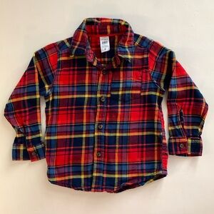 Carter's Red and Blue Plaid Button Down Shirt Boys 24 Months